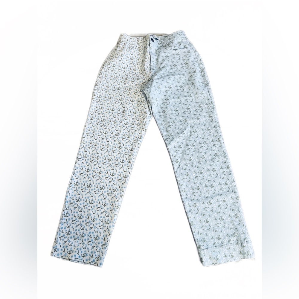 HOLLISTER Spliced Mom Ankle Pants In Blue Floral High Rise Size Small 28x28